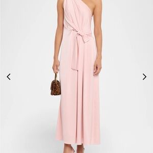 Emanuel Ungaro Blush Pink One-Shoulder Asymmetrical Maxi Dress